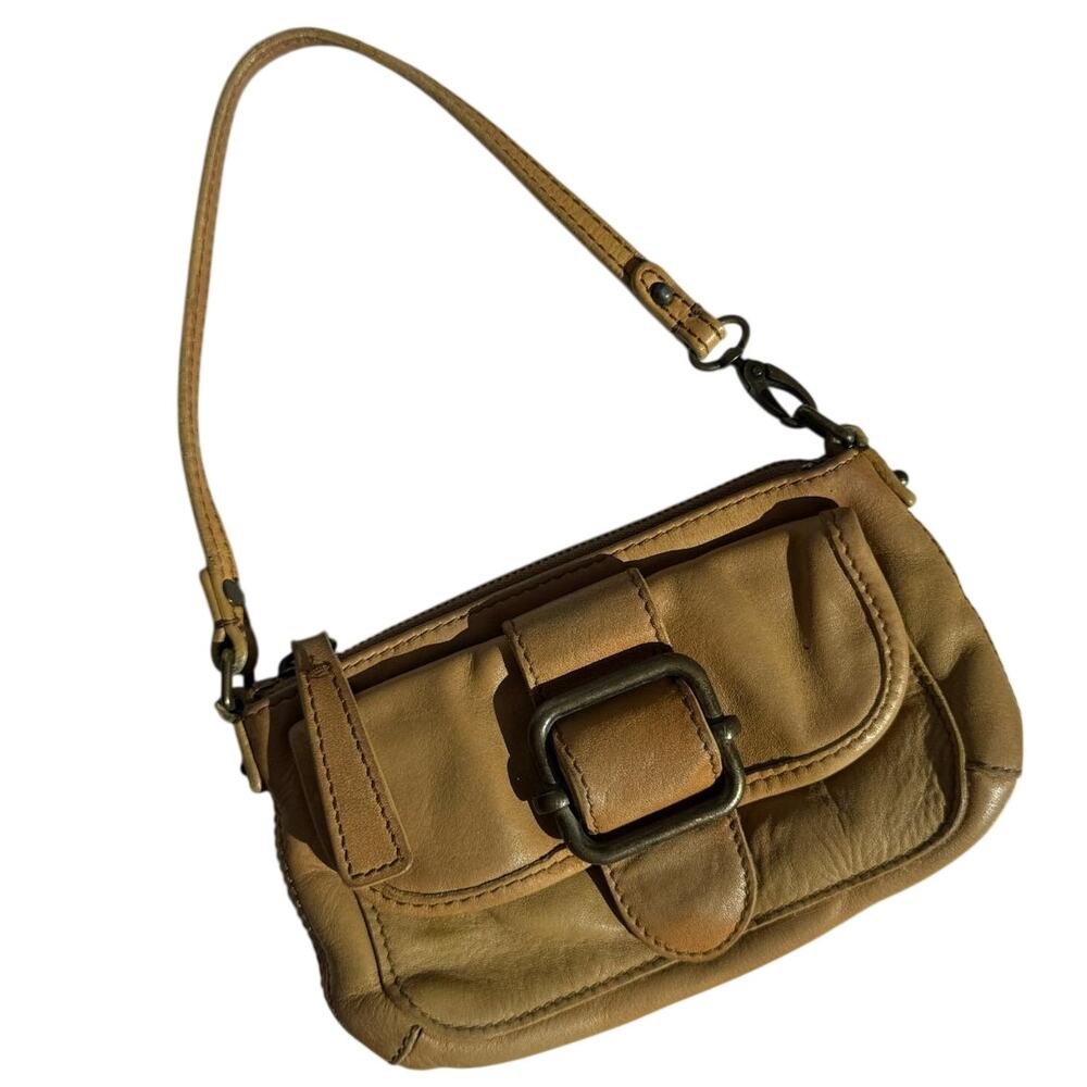 Banana Republic Tan Leather Wristlet Shoulder Bag Y2K Vibes 2007